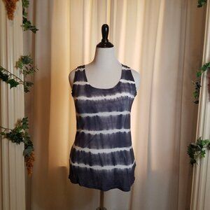 allen allen grey and white striped tank top sz S